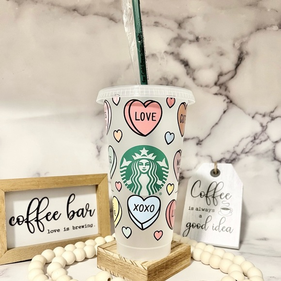 🎀 Starbucks Tumbler Conversation Hearts | Starbucks Cup Personalized🎀 - Picture 1 of 4